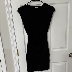 Wilfred Classic Black Ribbed Cotton Open-front Dress